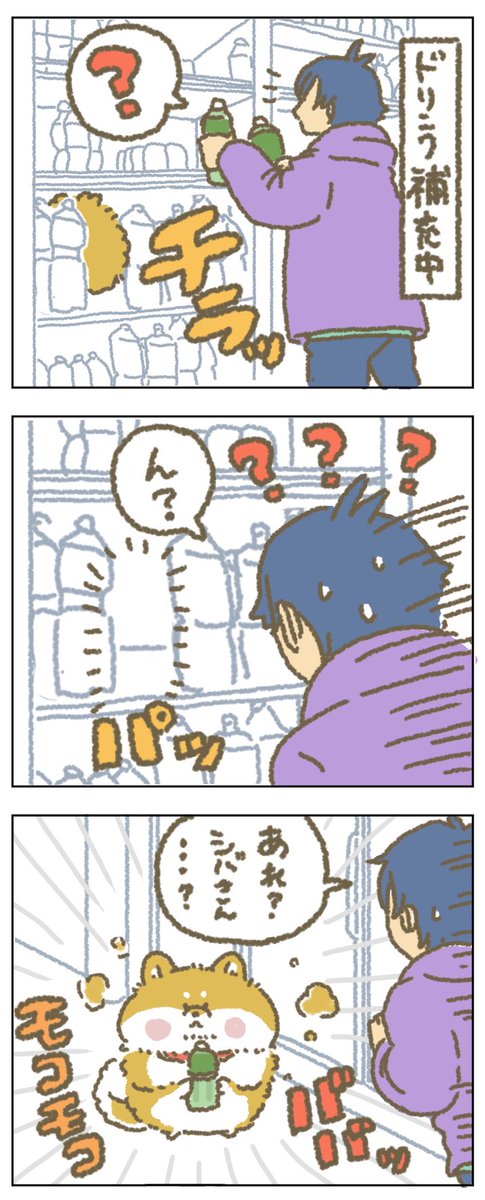 冬のしばさん、かわいすぎて困ります～　
#もちもち #お客様こまります #おきゃこま #コンビニ #コインランドリー #アルバイト #漫画 #イラスト #動物 #柴犬