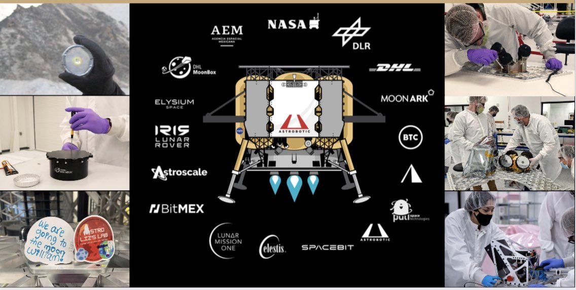 #MoonHour® ❄️

“Landing America back to the Moon” with a little help from six nations:
🇺🇸🇲🇽🇩🇪🇬🇧🇭🇺🚀…🌝

Meet #VulcanRocket’s passenger, #PeregrineLunarLander with its payloads aboard. 
⏩astrobotic.com

#Cert1 #Astrobotics #MoonMission #ULA #NASA 
Image Credit:…