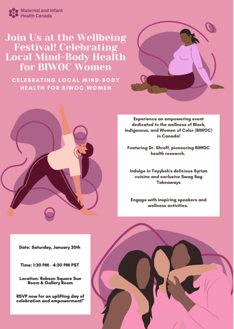 🌟 Dive into self-care and wellness at the Wellbeing Festival on January 20th! Exciting workshops, empowering talks by Dr. Farah Shroff, and more. Register: events.ubc.ca/event/wellbein…

Let's prioritize health together! 

#Wellbeing #MindBodyHealth #BIWOC.