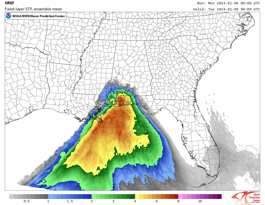 StarInBoxWx's tweet photo. Not what you want to see overnight... Just about all the ingredients together for a potential severe weather outbreak across parts of the Central Gulf Coast. https://t.co/3mBGhT2UwX