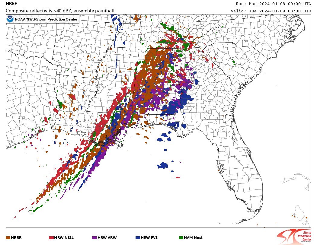 StarInBoxWx's tweet photo. Not what you want to see overnight... Just about all the ingredients together for a potential severe weather outbreak across parts of the Central Gulf Coast. https://t.co/3mBGhT2UwX
