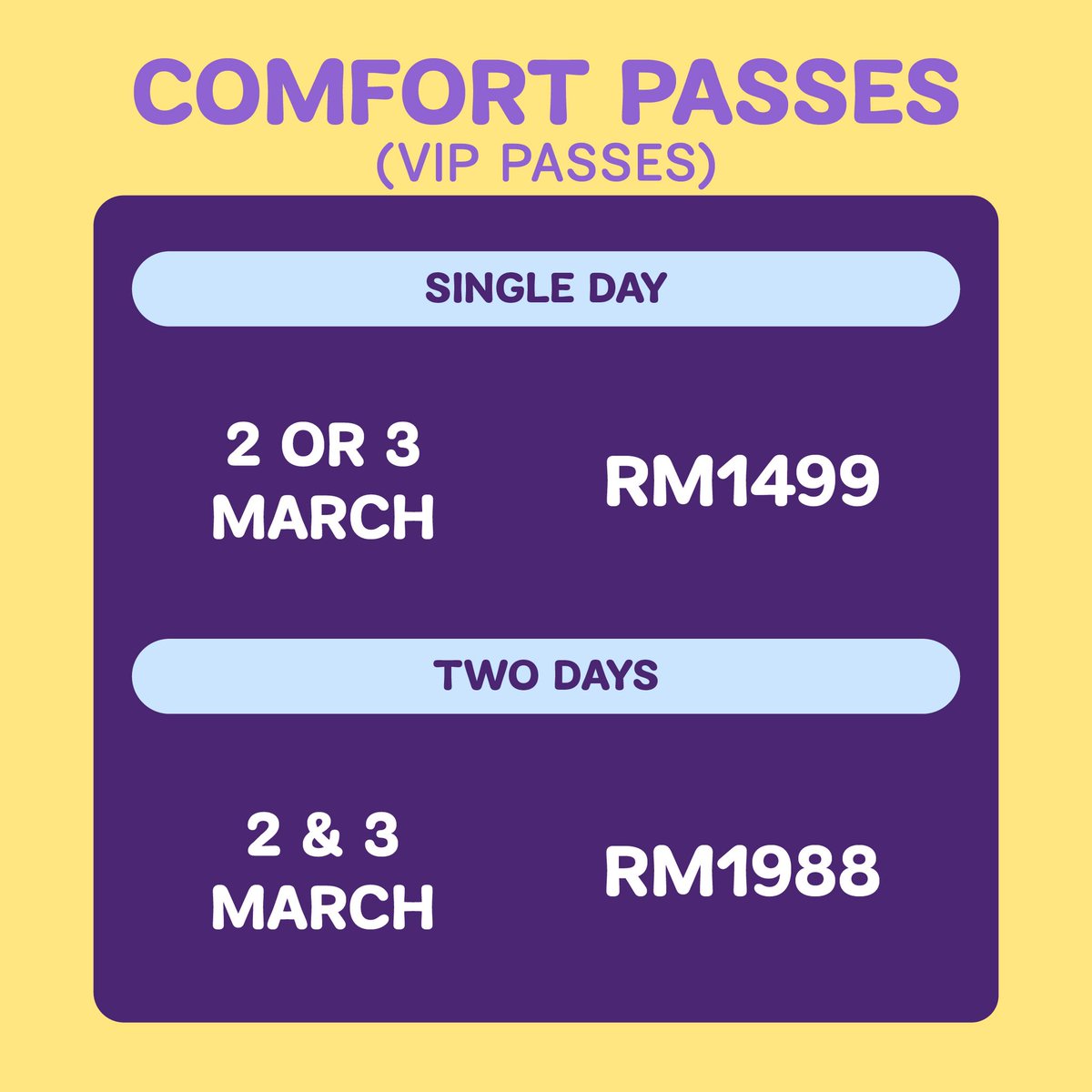 TICKET PRICES ALERT 🔔 
Here’s the lowdown on our Single Day and Full (Two Days) Passes. Psst, limited time left for Phase 2 Festival Passes, get ‘em fast!

#SUPALAPA #SUPALAPA2024 #SUPALAPAFestival #ThatsVerySUPALAPA #RWASUPALAPA  #ResortWorldAwana #DiscoverResortsWorldAwana