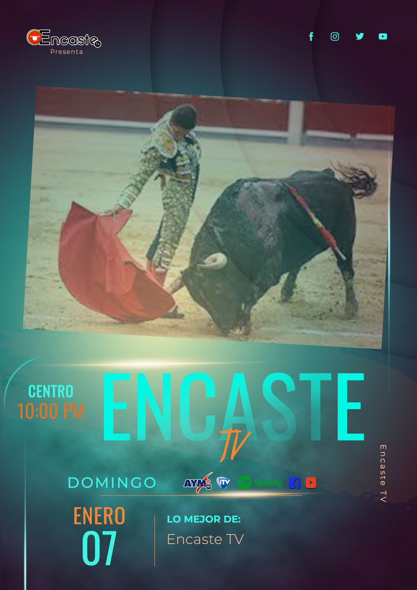 #EncasteTv 🐂🎙️

➡️ Lo mejor de Encaste Tv.
📺 @AYMSports
📲 Facebook Live, Youtube.