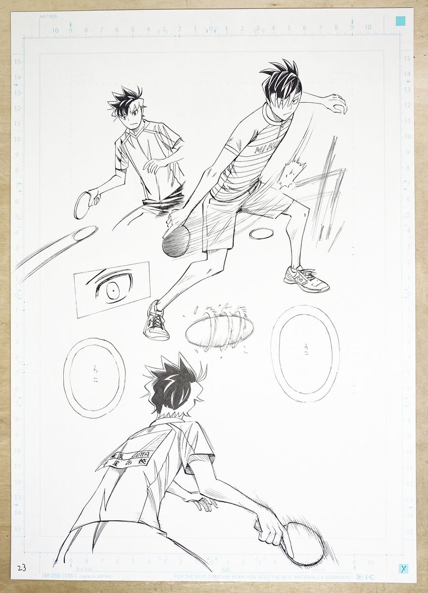 前回のネームと線画と完成原稿。
ネームだとフォアカットになってるのですが、ラリーの展開の都合でバックに変更してます。ダブルスはキャラがどう動くか4人分考えながら進めないといけないのでほんとややこしい。
#スリースター #卓球 #サイコミ
https://t.co/xoemH9sjtZ 