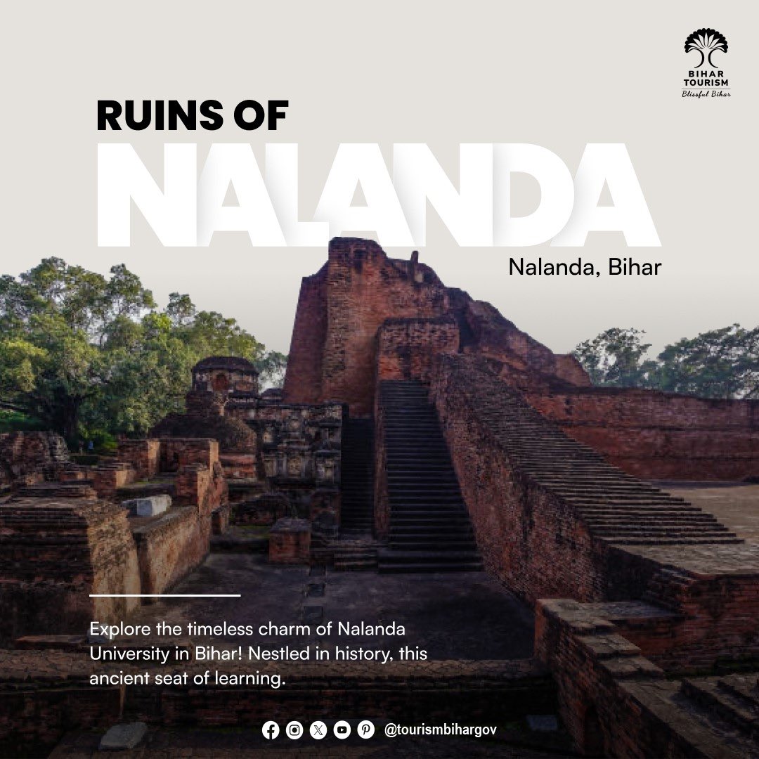 The ancient #Nalanda University in Bihar is a #UNESCO World Heritage site. It stood as one of the earliest residential universities globally, drawing students and scholars from distant lands. Exploring this historic site unveils the splendor of our rich heritage. . . .…