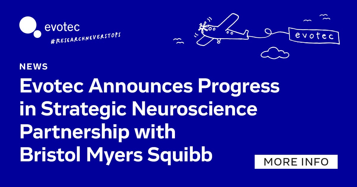 Evotec SE today announced progress within the Company’s strategic partnership with <a href="/bmsnews/">Bristol Myers Squibb</a>, further bolstering the joint pipeline of advanced neuroscience programmes. Evotec receives a US$ 25 m payment to progress further research - hubs.ly/Q02fzc830

#researchneverstops