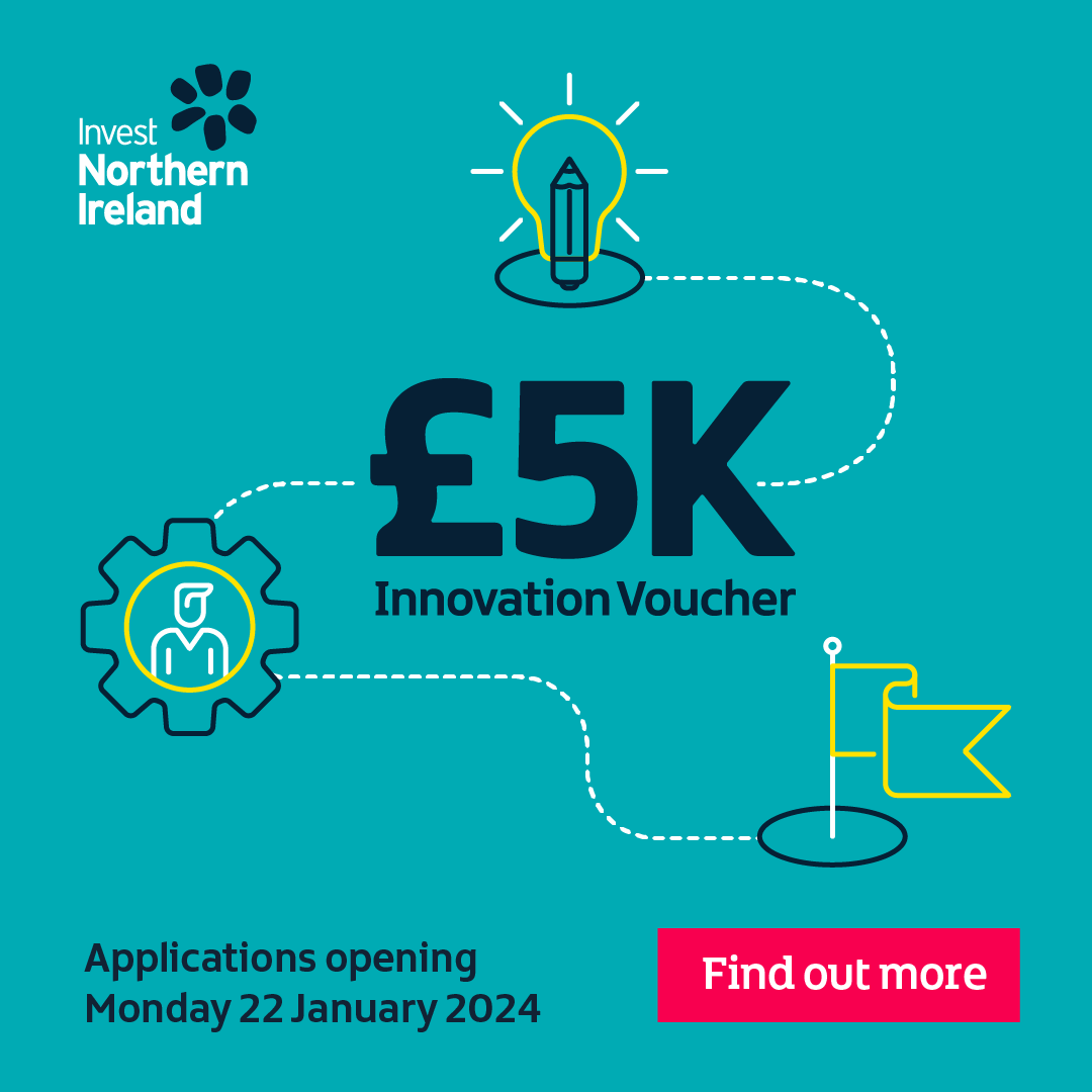 Innovation Vouchers | Applications open soon 
 
A £5K Innovation Voucher gives you access to expertise and guidance from a range of knowledge providers within Northern Ireland and ROI. 
 
The next call opens on Monday 22 January, 2024.  

Find out more➡️ okt.to/TpA0sQ