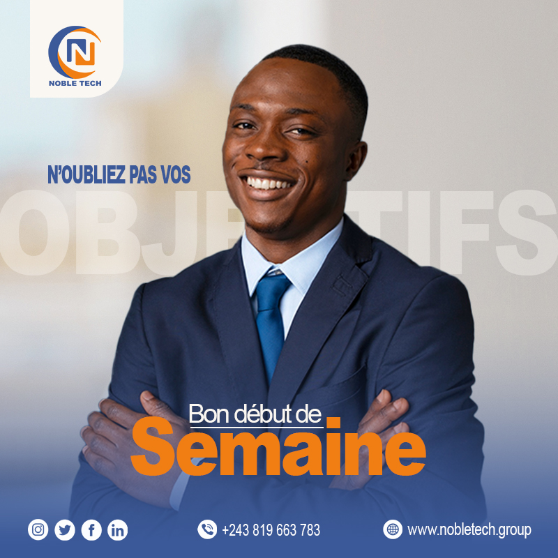 NOBLETECH9's tweet image. Ensemble avec toute l’équipe, nous vous souhaitons une semaine pleine de détermination et de succès.

Bon début de semaine et bon retour aux écoliers !

Nous sommes joignable au

📩 contact@nobletech.group
🌐 nobletech.group 
📞 +243 819 663 783

#souhait #nobletech