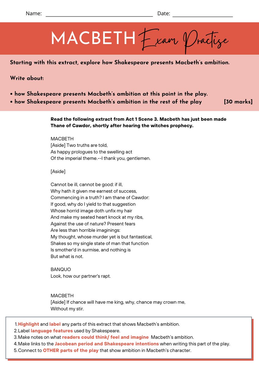 mrs_chudasama's tweet photo. #MacbethMonday

🩸Macbeth: Quotation Analysis Booklet (AQA) https://t.co/dXwgH548U9

🧙🏽‍♀️Macbeth Exam Revision Booklet (AQA) https://t.co/wkHhCEhC9D

🏰Macbeth Exam Practice: Ruthless  https://t.co/sDKD5175IP

🪄Macbeth Flashcards (Simple) https://t.co/iJtBk0b8Kh

#TeamEnglish #AQA https://t.co/yFBRKBQbKw