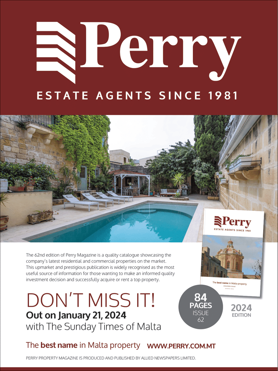 ★ COMING SOON! NEW PERRY MAGAZINE ★
The 62nd edition of our leading real estate magazine is out on the 21st JANUARY with The Sunday Times of Malta.

#Malta #Sliema #StJulians #Valletta
<a href="/TimesofMalta/">timesofmalta.com</a>