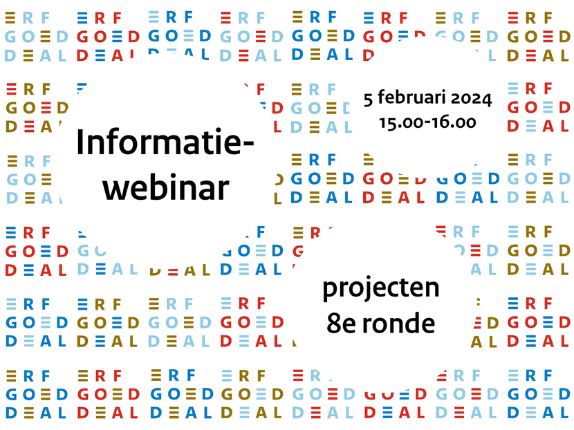Op maandag 5 februari 2024 om 15.00 uur organiseert het programmabureau van de Erfgoed Deal een informatiewebinar voor projecten die in 2024 een indiening willen doen voor de achtste ronde.

Meer weten en aanmelden? Bezoek onze website: erfgoeddeal.nl/actueel/nieuws…