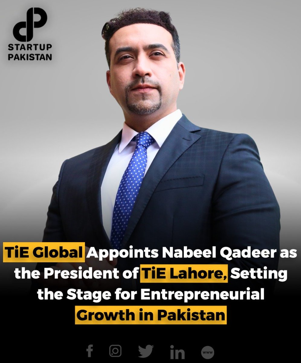 PakStartup's tweet photo. @TiELahore, the local chapter of TiE Global, announces the appointment of Mr. @nabeelaq as its new President.

For official correspondence, he can be reached at president@lahore.tie.org

#Pakistan #entrepreneurship #knowledge #Mentorship https://t.co/RlO4fPzioQ