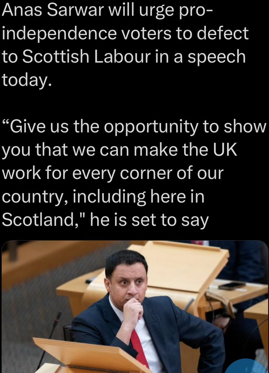 Wait a minute, so in reality what @AnasSarwar is saying is if your a #ScottishIndependence supporter then vote for @ScottishLabour and we will actively stop you deciding on your future, have I got this right? Is this guy for real?