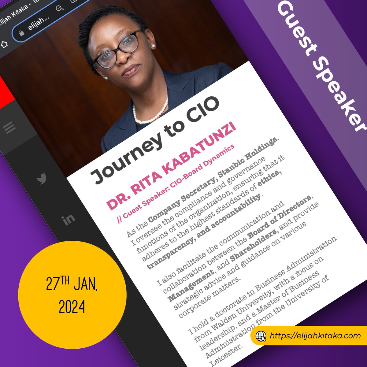 Journey to CIO: Guest Speaker Announcement We are pleased to be joined by Dr. Rita Kabatunzi to talk Board Dynamics to aspiring CIOs at the upcoming Journey to CIO bootcamp. Rita is a friend and former colleague. As Company Secretary at Stanbic Holdings, she always saved me…