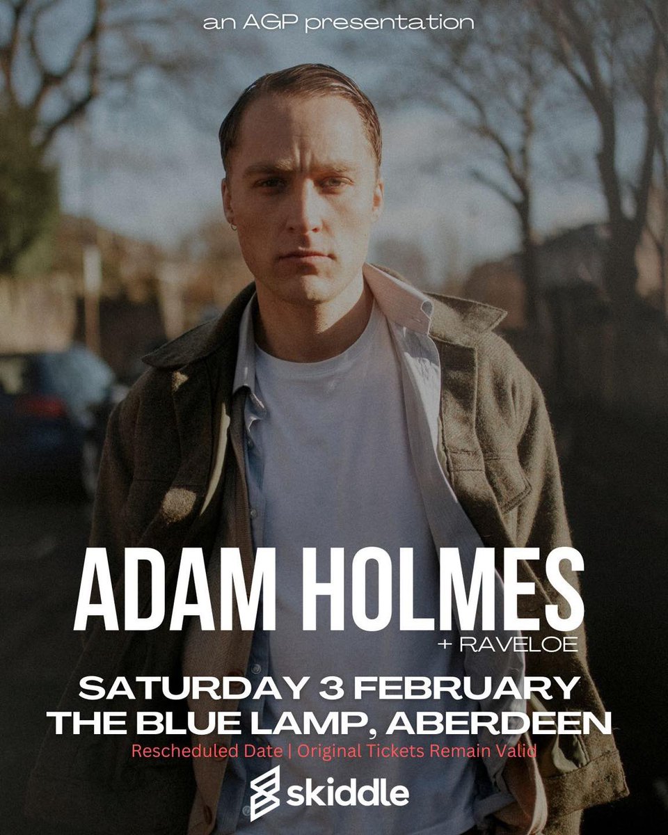 Only a few weeks until our rescheduled date with the incredible @AdamHolmesMusic & @Raveloe2 on Saturday 3rd February at The Blue Lamp, Aberdeen. Tickets on sale ➡️ skiddle.com/e/37147179 Original tickets from Dec date remain valid.