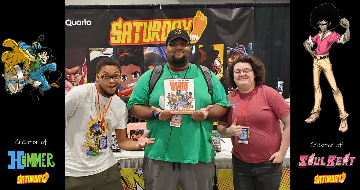 #Animateraleigh2024 was awesome! I finally met @Saturday_am creators @SoulBeatManga & @JeyOdin! #indie_anime #indiecomics #indieartist #saturdayam #manga #anime #indiegame #indiedeveloper #comiccreator #comiccreators #soulbeat #Hammer #webtoon #webtoonseries #WebtoonCanvas