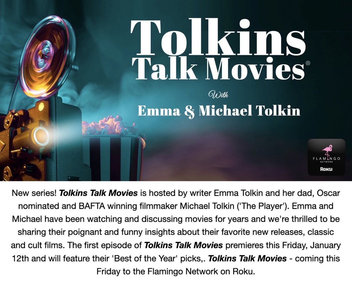 EmmaTolkin's tweet photo. 📽️ Late night Tolkin announcement!!! My dad and I are going to host our own show on @NetworkFlamingo!🦩

🗣️🎞️ Get ready for #TolkinsTalkMovies! https://t.co/qvjsT42SEz