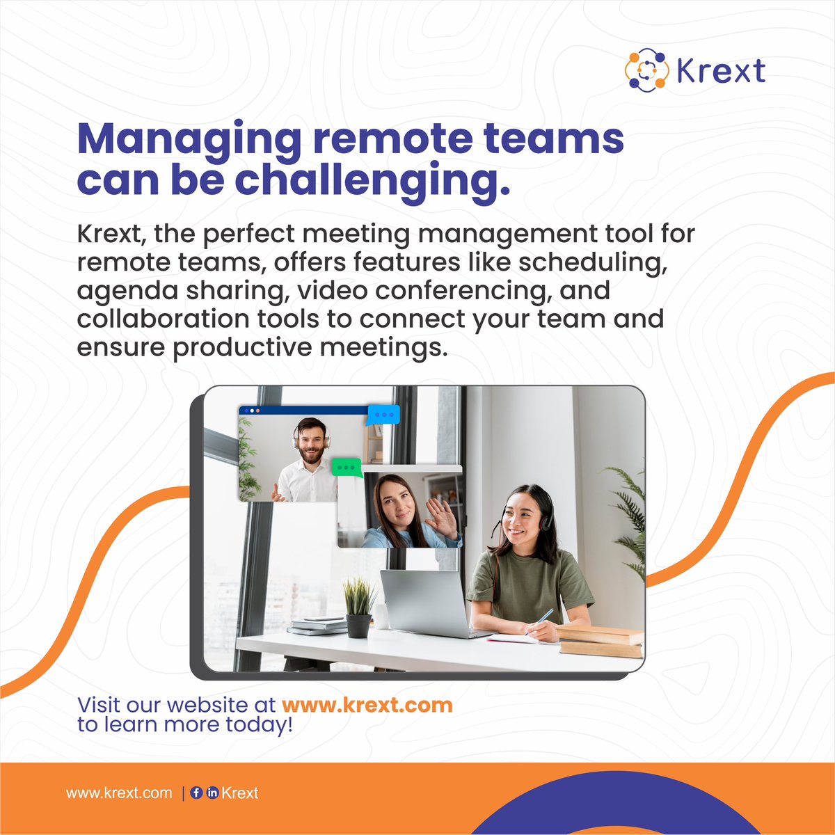 GetKrext's tweet photo. Krext makes managing remote teams very easy, with its easy to use software that allows for meeting scheduling, agenda sharing, and enables collaborations across continents.
Sign up for a free trial today at https://t.co/aHPiQOpABw
#meetingmanagement #remote #remotework #krext https://t.co/Y0MIecdq04
