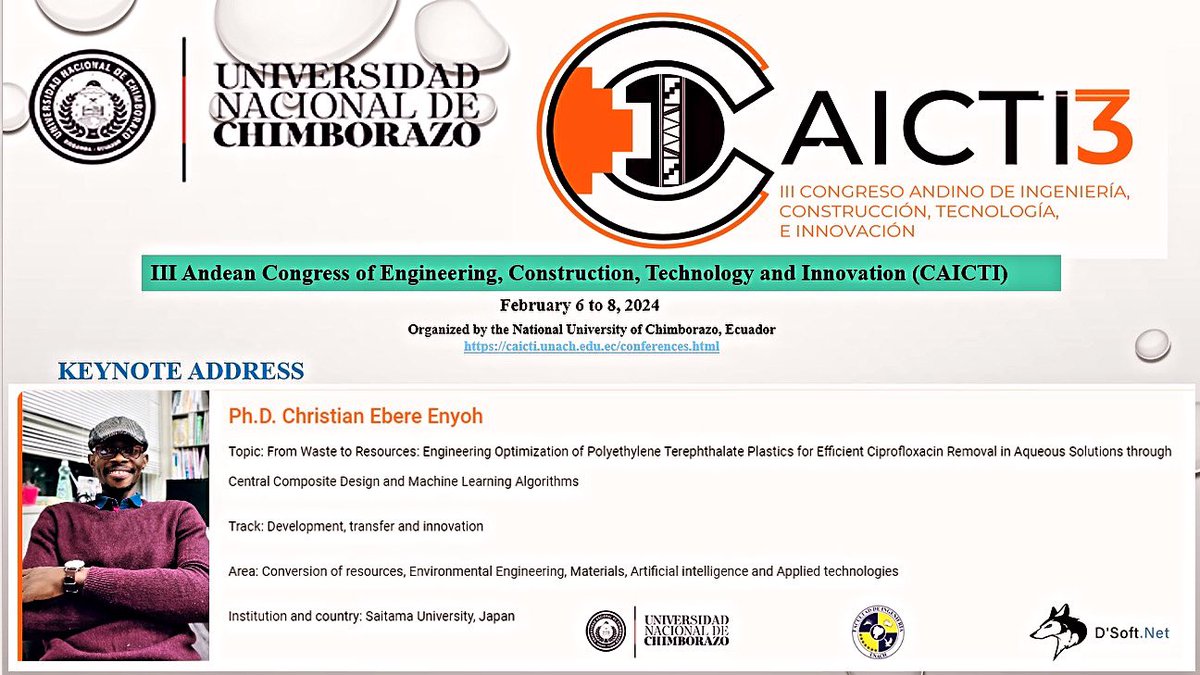 enkhris's tweet photo. In February, I will be giving a keynote address at the 3rd Andean Congress of Engineering, Construction, Technology and Innovation organized by the Faculty of Engineering, National University of Chimborazo, Ecuador. 
#microplastics #conference #plastics https://t.co/sNQrHHD7sH