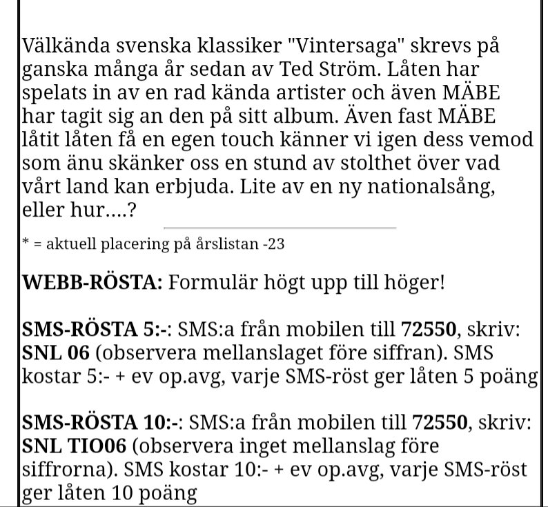 MABE1026's tweet photo. MÄBE - Vintersaga in på plats 6 på Svenska Närradiolistan!

RÖSTA: Formulär högt upp till höger! (gratis!). En röst per dygn och enhet)

https://t.co/UZw9McXgPO

SMS-RÖSTA 10:-: SMS:a från mobilen till 72550, skriv: SNL TIO06

#MÄBE #vintersaga #svenskanärradiolistan #sex https://t.co/nsRBc1XC1I