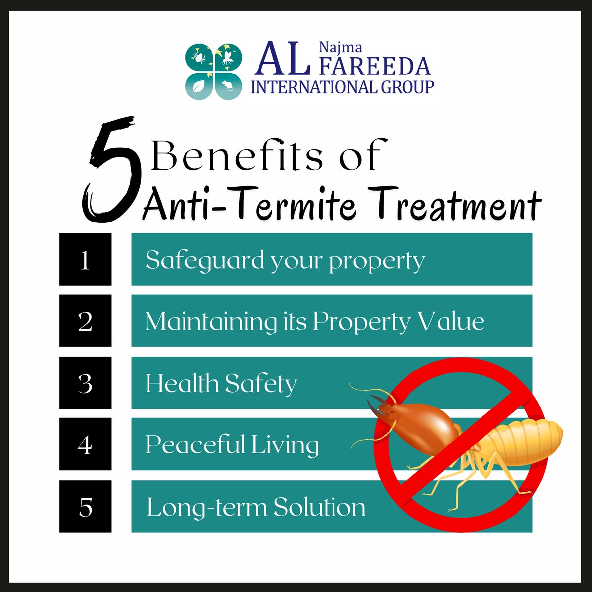 FareedaNajma's tweet image. &quot;Protect your space, preserve your peace! Discover the benefits of anti-termite treatment.&quot;
#termiteprotection #Preserveyourhome #NoMoreTermites #ProtectAndPrevent #TermiteFreeZone #HomeSafetyFirst
#defendagainsttermites #SafeguardYourProperty #TermiteControlServices #HealthyHome