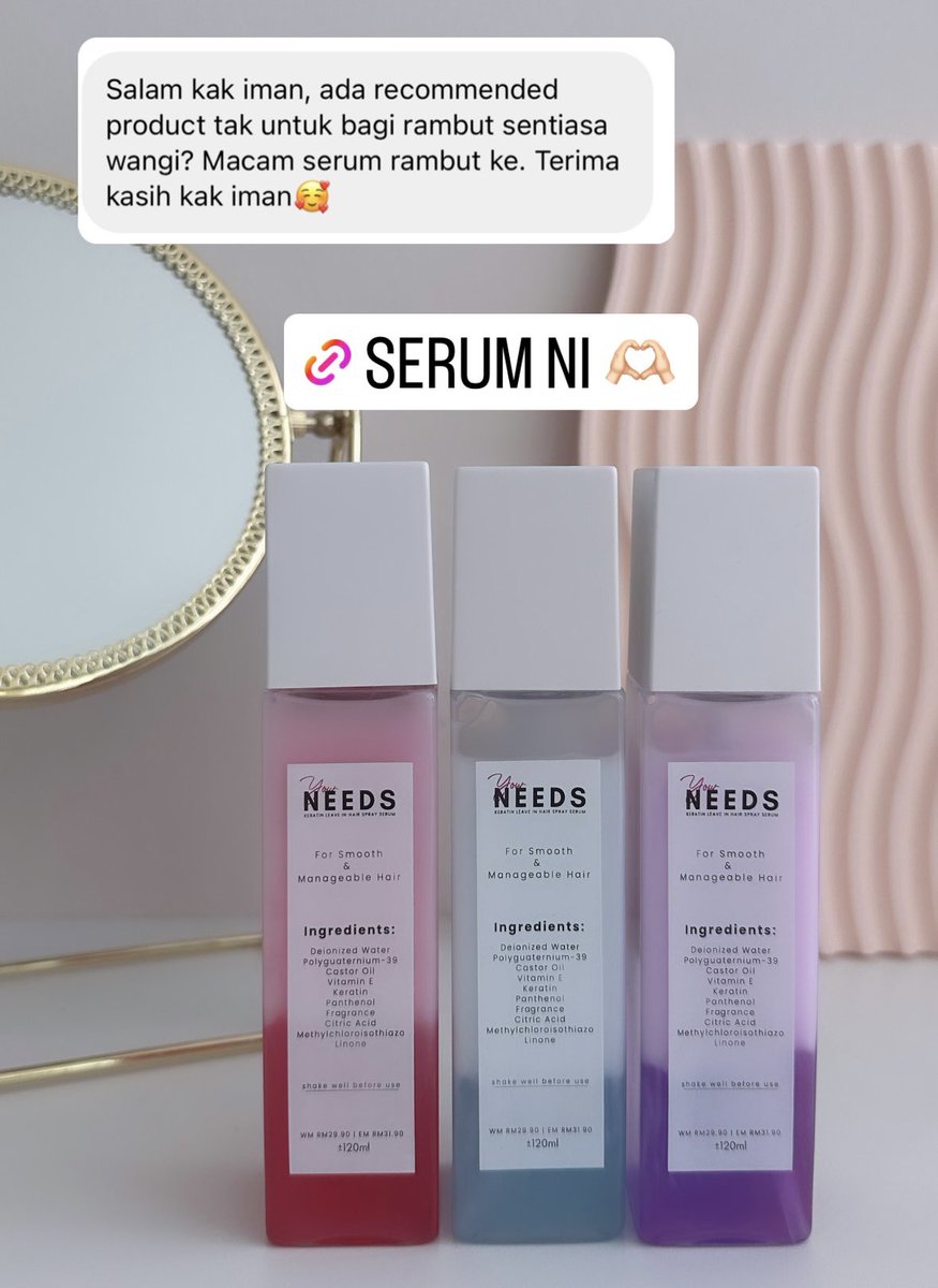 Semua masalah rambut, ini cadangan produk nya oki. Supaya rambut semua cantik walaupun berhijab 🫶🏻