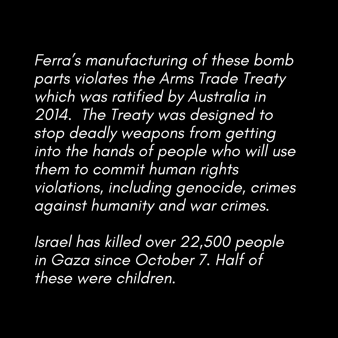 wagepeaceau's tweet photo. 🧵2. Media Release.
#ShutFerraDown.
@6NewsAU @10NewsFirst @abcnews @brisbanetimes
Photos and video available here
https://t.co/83ddlVW62z
@Channel7
#StopArmingIsrael #BDS
#militaryembargo #StopGenocide Palestine
inspired by the #ElbitEight!
🧵..3 https://t.co/Kj7kXN0QXc