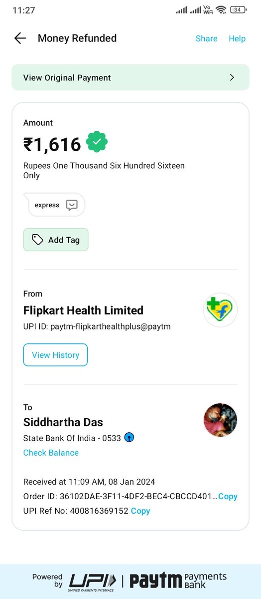 NameisSIDD's tweet photo. The unique way Flipkart Health+ is earning money nowadays.
Cancelling orders for vague reasons &amp; not refunding the whole amount paid.
Great strategy @FlipkartHealth+ @Flipkart @flipkartsupport https://t.co/GE2A4W6P8u