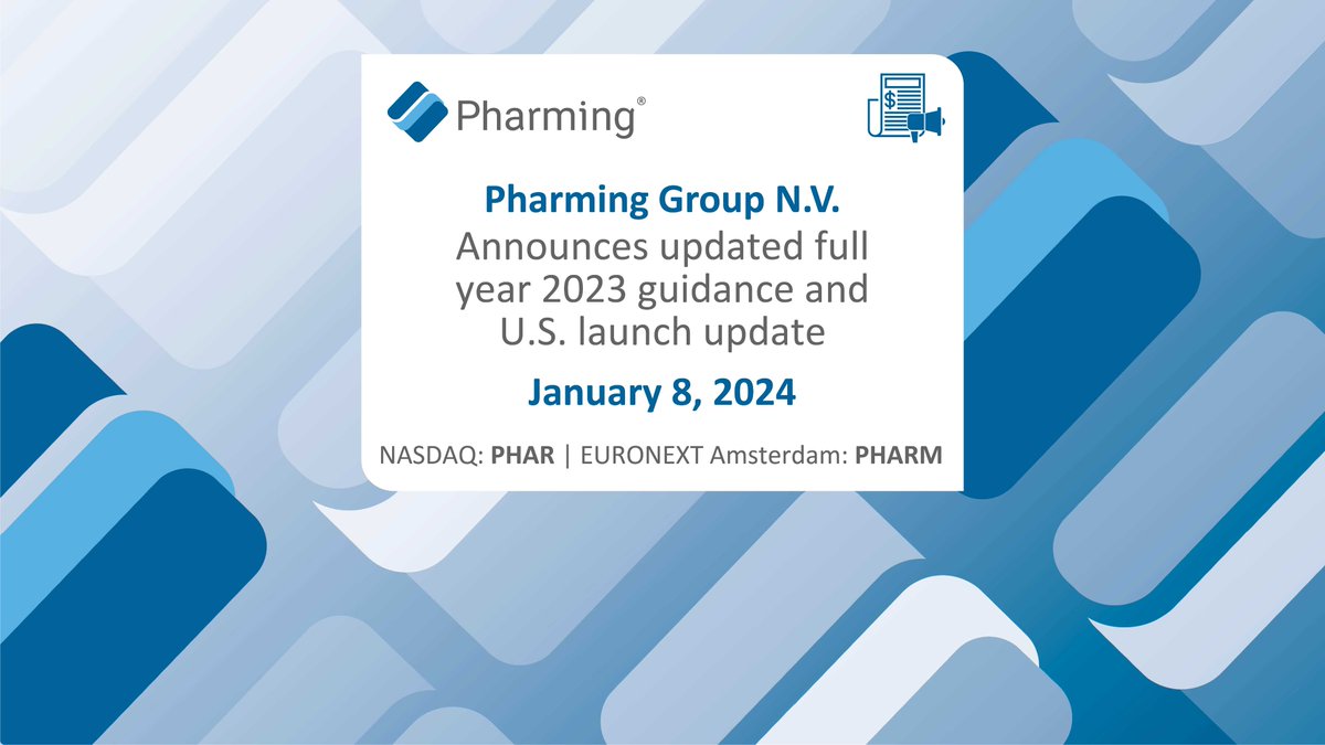 For Investors and Media: today, @PharmingGroupNV announces updated full year 2023 guidance and U.S. launch update bit.ly/3TRArDT