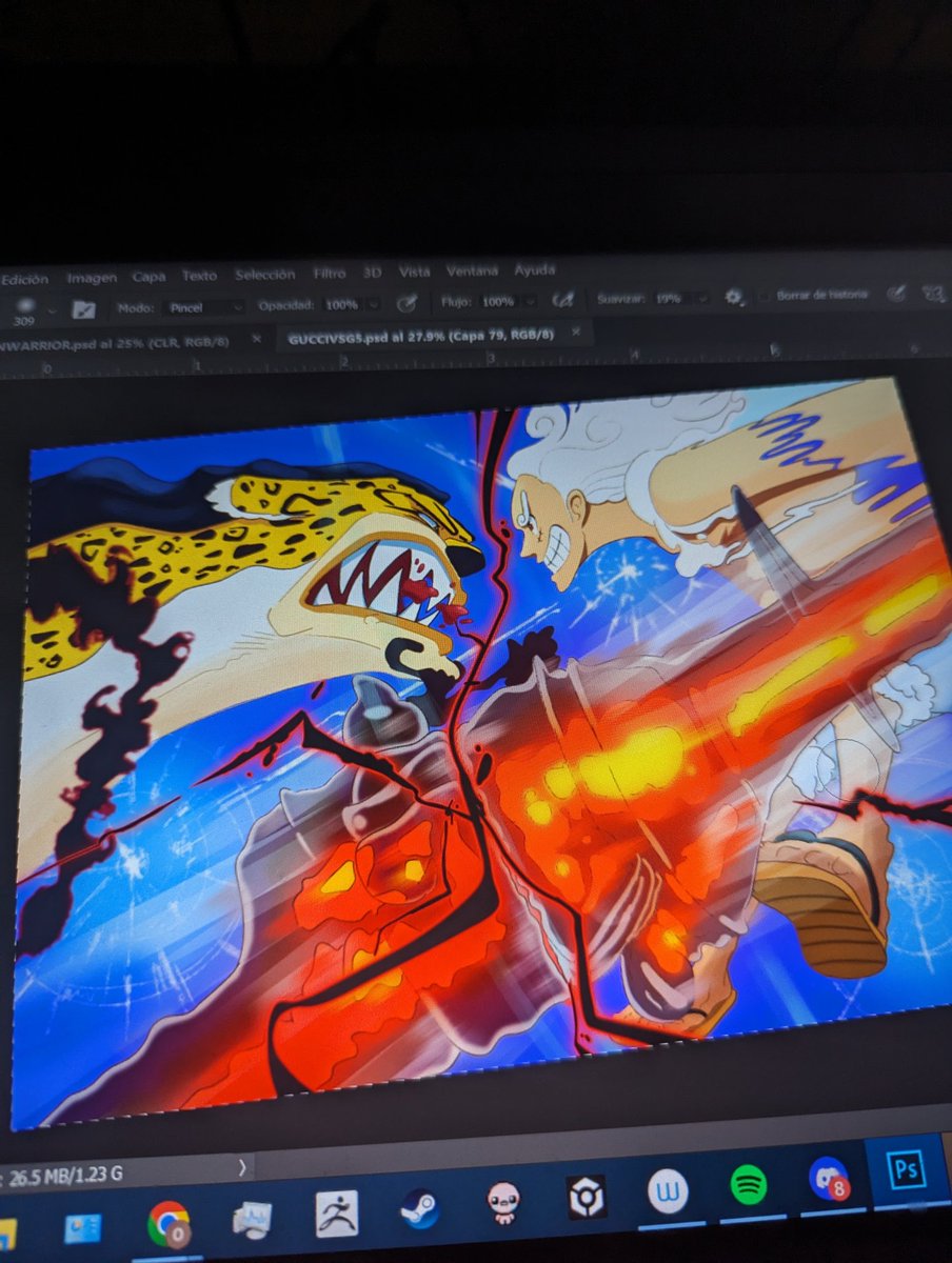 He estado pensando lo que tiene que doler un puño de Luffy bastante mientras pintaba este