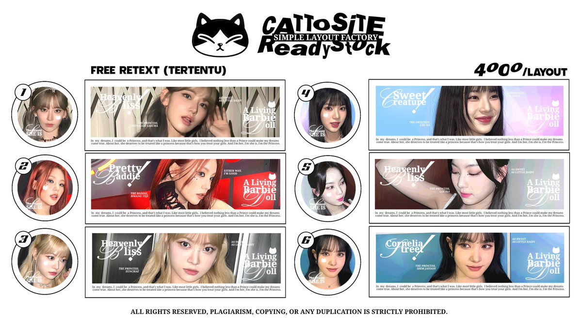 cattosite's tweet photo. Help repost? Thank you! 🧸🎀
Aku ada beberapa layout ready stock yang bisa langsung di take, harganya https://t.co/gq1lVa1fvO inc 3 ava (jpng) free retext di bagian tertentu 💭 All ewallet, qris 💰 Kalau berminat bisa DM ke @sachaillo ya 🐈‍⬛‼️ #zonauang #zonaba https://t.co/C4lrw5WfGh