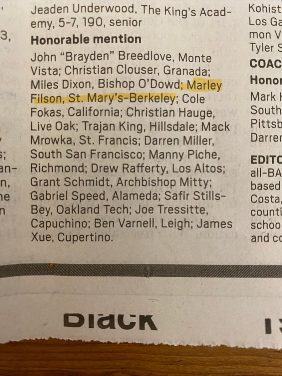 Thankful to be apart of the All Bay honorable mention DBs