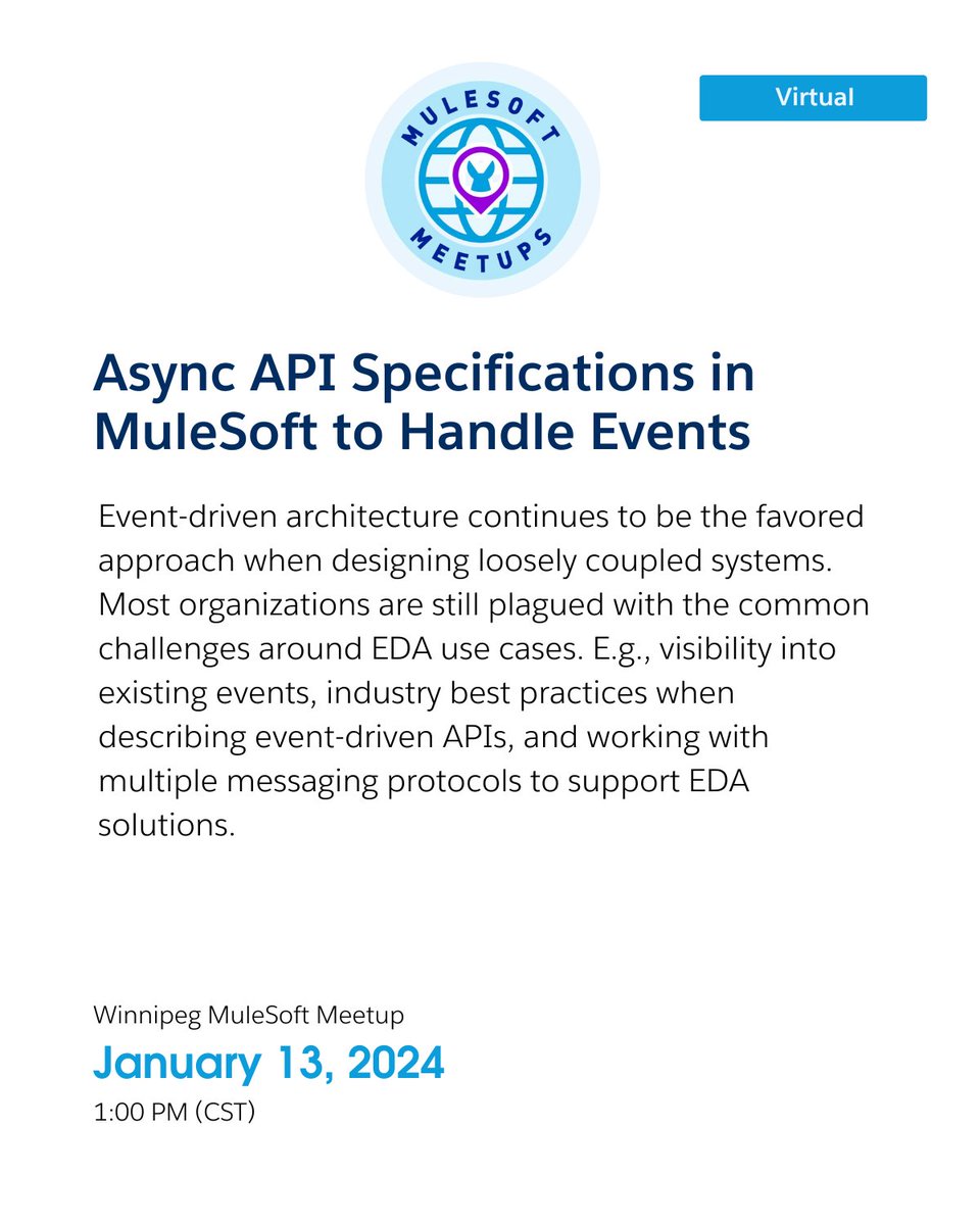 MuleSoft's tweet photo. 📅 Clear your calendar for this week's #MuleSoftMeetups: https://t.co/65QbZfZOeb https://t.co/yYJY23oYb0