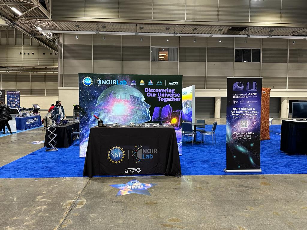 TMTObservatory's tweet image. All set for #AAS243! Come visit our booth tomorrow through Thursday to learn more about the United States Extremely Large Telescope Program and its partners (including us!). 

#USELTP #astronomy #TMT #ThirtyMeterTelescope #telescope #observatory
