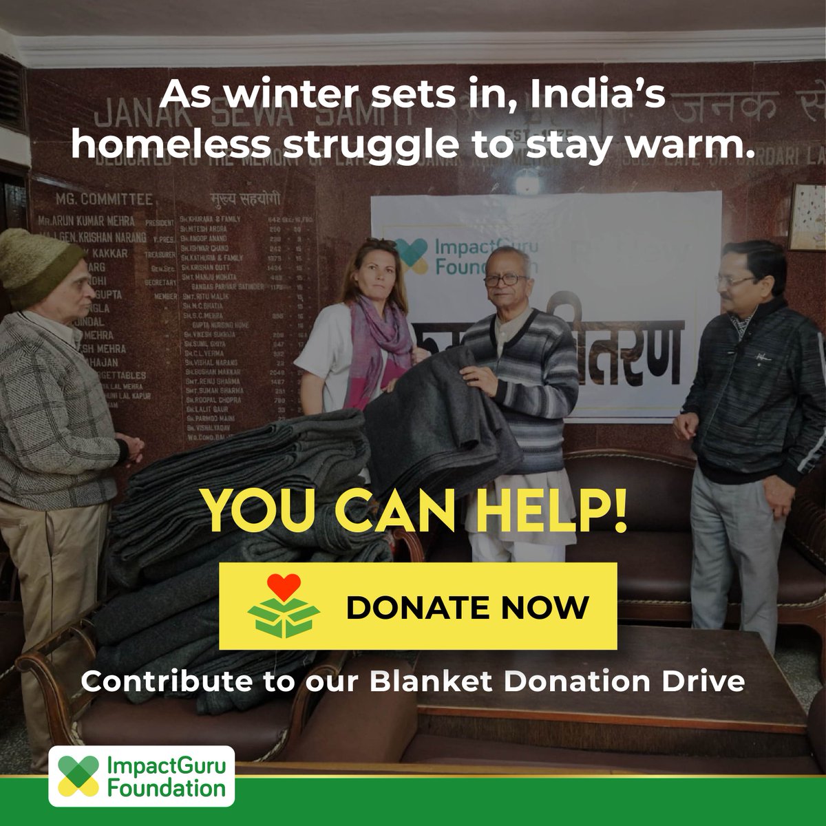 We believe everyone deserves to feel the warmth of human kindness, especially during these challenging times.

Donate today!
impactgurufoundation.org/disaster-relief

#ImpactGuruFoundation #BlancketDistribution #WinterWarmth #BlanketDrive #northernindia #donateablanket #cold #winters #donate