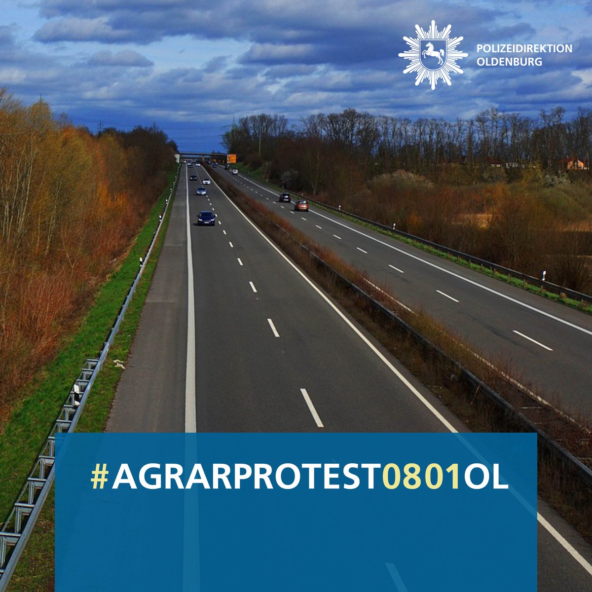 Polizei_DEL's tweet photo. ⚠ ACHTUNG ⚠
Die #Autobahn1 in Richtung #Osnabrück ist in Höhe der Anschlussstelle #GroßIppener ebenfalls blockiert. Ein Umfahren über die #Autobahn28 ab dem Dreieck #Stuhr wird empfohlen. Eine entsprechende Ableitung wird vorbereitet.
#bauernprotest #agrarprotest0801ol https://t.co/28J9zXsld8