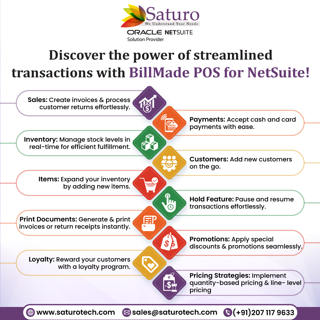 saturotech's tweet image. Take your NetSuite transactions to the next level with BillMade POS! 
Contact us today-
saturotech.com
(+91)2071179633
#saturo #netsuiteinnovation #billmadepos #retailtech #posintegration #elevatetransactions   #smartretail #netsuitesolutions #futureofretail #pune #india