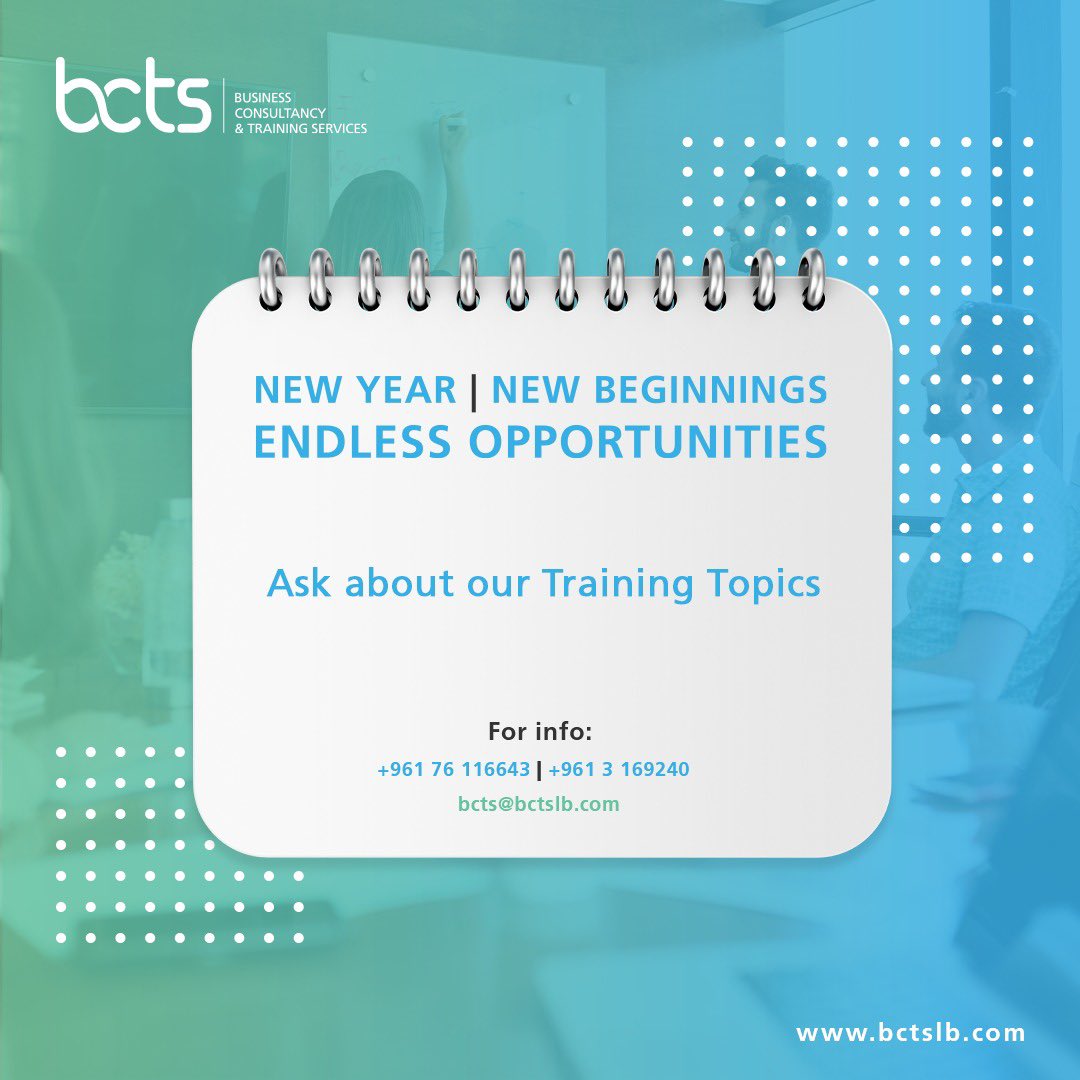 Embark on a new journey this New Year with fresh beginnings and endless opportunities for business success and personal development.
Visit our website at bctslb.com and inquire about our comprehensive training calendar.
#bcts #personalgrowth #training #workshops