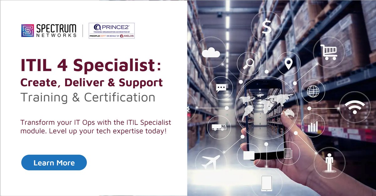 specntapac's tweet image. Dive into development &amp;amp; monitoring activities to master the art of IT service management excellence with ITIL® 4 Specialist: Create, Deliver &amp;amp; Support training course!

Know More: shorturl.at/lvHK4
Contact us: apac.mc@specnt.com

#projectmanagement #Axelos #spectrumnetwork