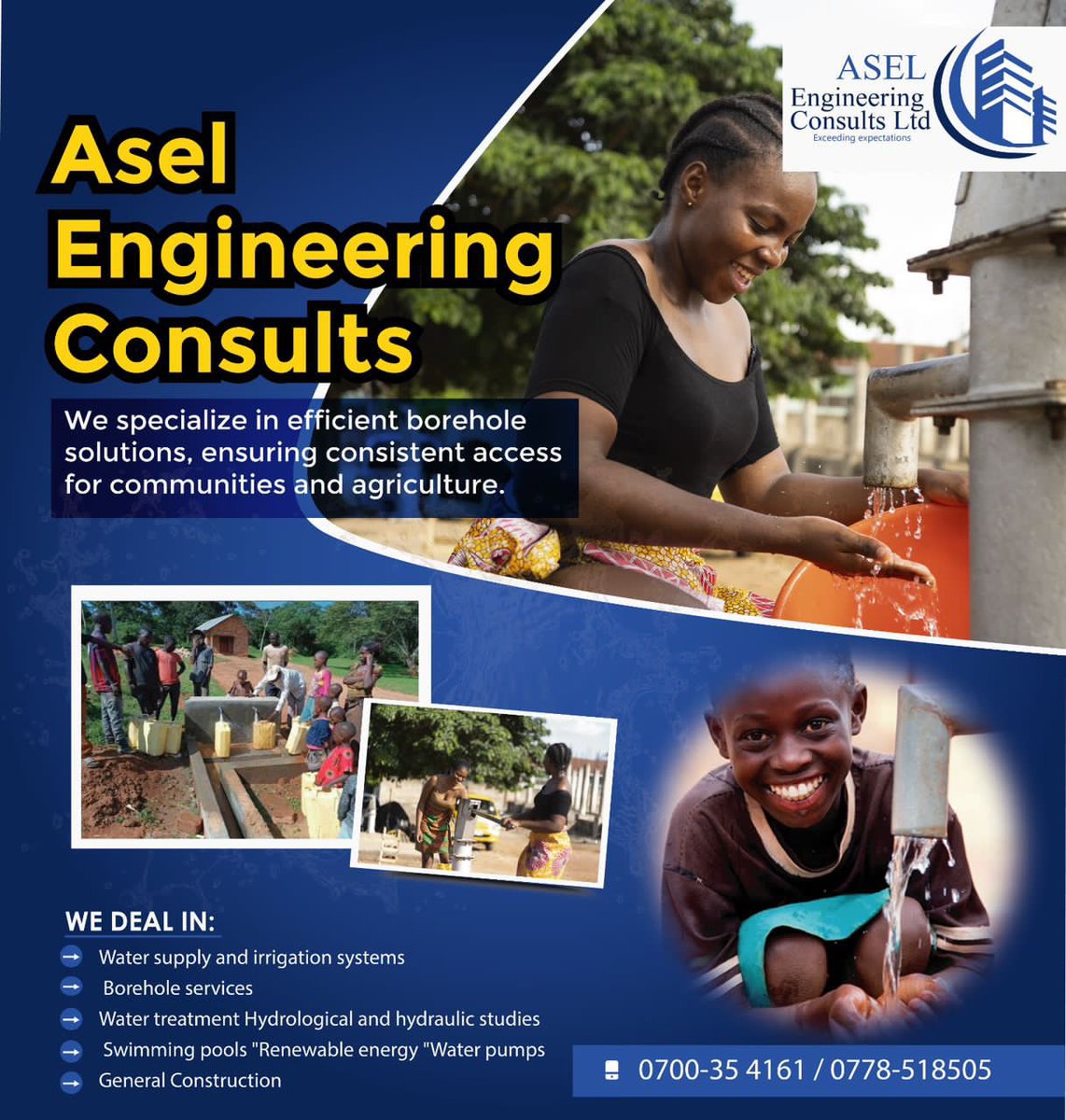 LindaEvelyn_N's tweet photo. Find exceptional borehole solutions at Asel Engineering Consults. Get reliable water access for communities and farming. 

Contact us for efficient and long-lasting solutions that fit your needs! https://t.co/uu19xQALOg