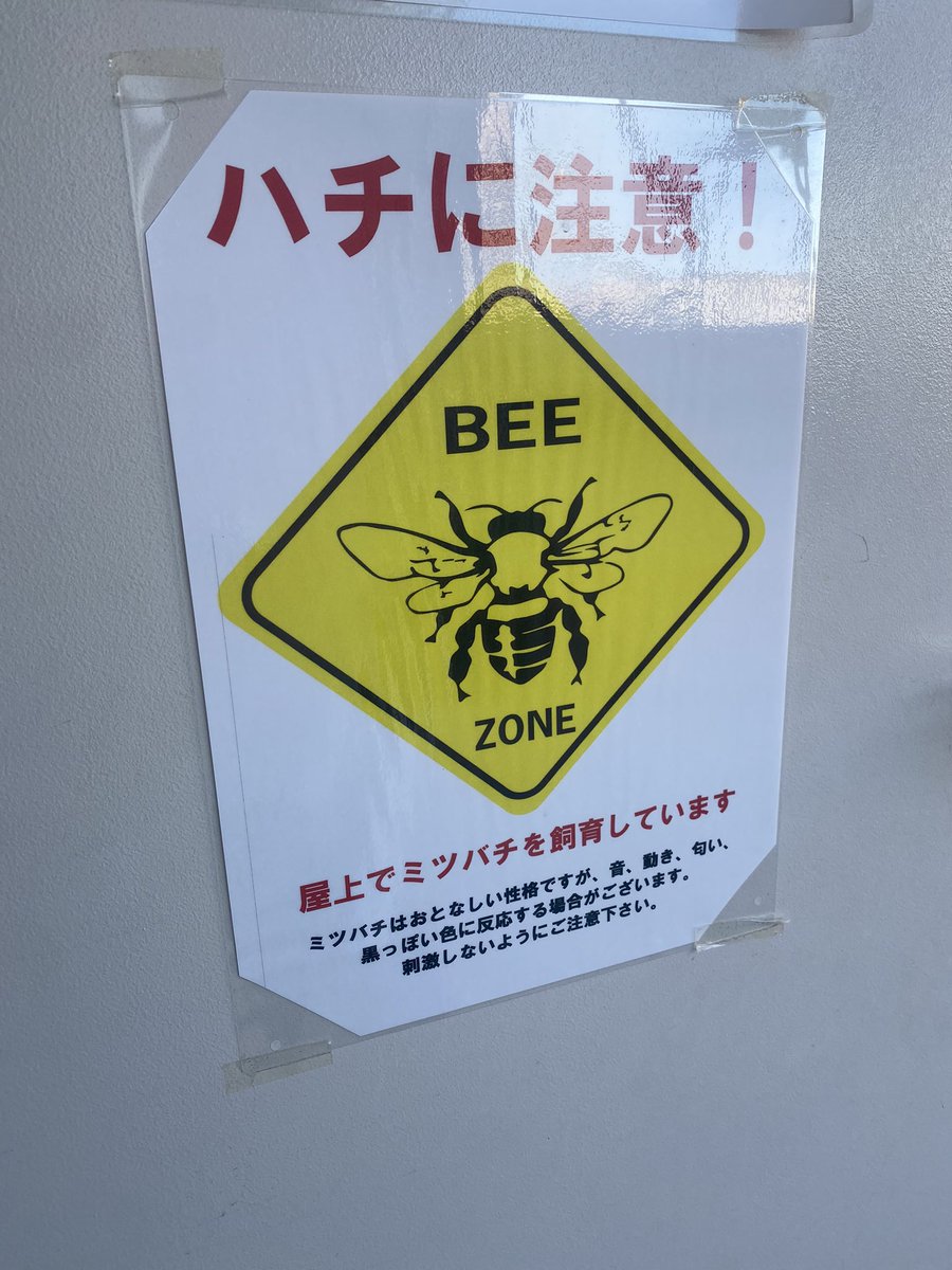 GarakuTown's tweet photo. 屋上で御飯食べてたんですが帰りにハチの看板見つけて震えた🐝 https://t.co/XrMozwigpI