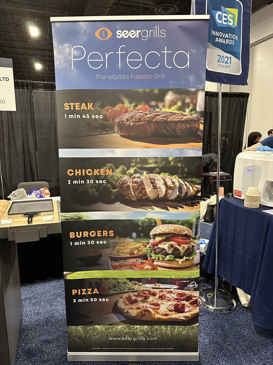ThatsITLA's tweet photo. The Perfecta is an AI powered outdoor grill from @seergrills . Unlike other grills this one cooks vertically using a holder that slides into the grill. Pizza has a flat pan attachment. @CES #seergrills #CES #CES2024 #perfecta #grilling #Aitech https://t.co/bBZUTDzSEC