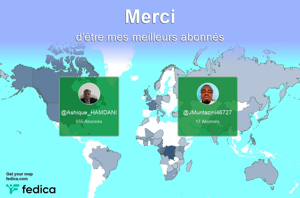 Un merci spécial à mes meilleurs nouveaux abonnés cette semaine <a href="/Ashique_HAMDANI/">Ashique_Hamdani_SYED</a>, <a href="/JMuntazini46727/">Joseph Muntazini</a>