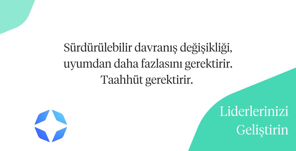 Sürdürülebilir davranış değişikliği, uyumdan daha fazlasını gerektirir. Taahhüt gerektirir. #pazartesimotivasyonu #FranklinCoveyTürkiye