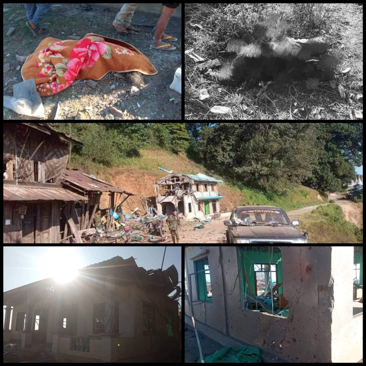 MannShein1's tweet image. 5 people including 3TNEC F/teacher were killed, 14 houses monastery,Nun house were damaged in #Moemate &amp;amp; #Naungchio Twps due to attacking Junta airstrikes and heavy artillery shells on Jan7. Intensive battles b/t Junta army and TNLA have been going on in there.
#2024Jan8Coup