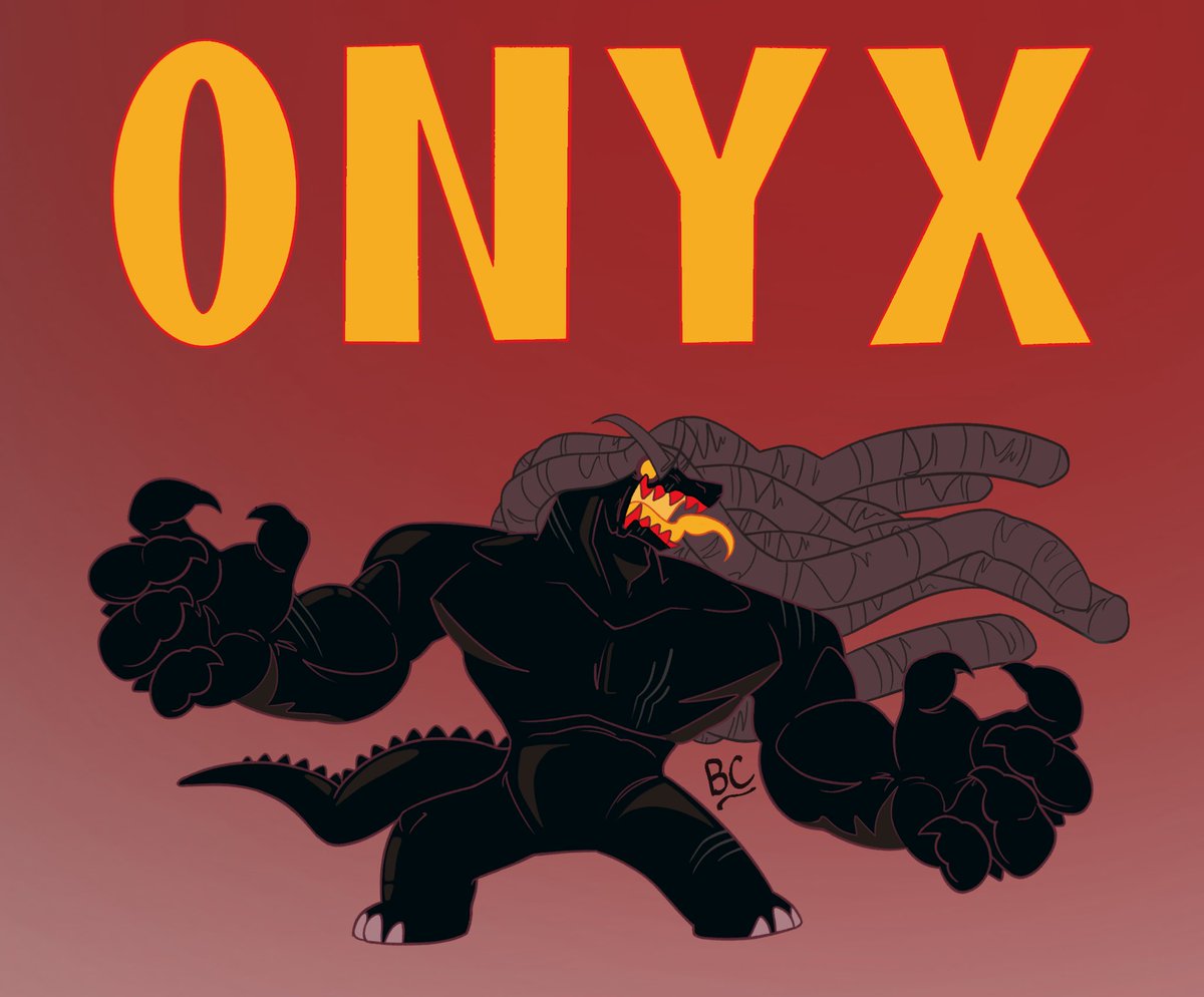 As a celebration of 100 followers, I give you the villain to Gauntlet’s anti-hero: ONYX!!! This titanic lizard has iron skin, a hot temper and the ability to literally explode! A wanted criminal throughout most of the known galaxy, Onyx is constantly on the run but eager to fight