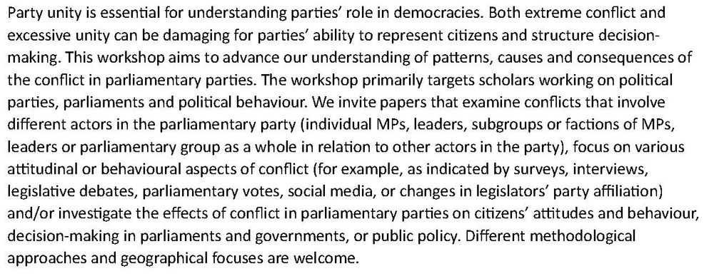 @sonagolder and I are organising a workshop on conflict in parliamentary parties at the June 2024 Nordic PolSci conf. in Bergen. Submit proposals to @sonagolder and @RIbenskas by January 12th! More info: nopsa2024.no