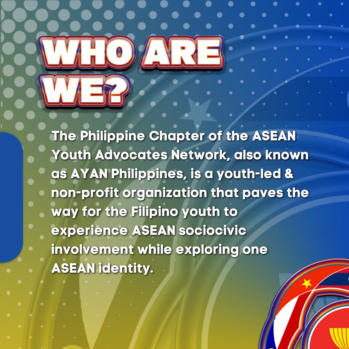 ayanphilippines's tweet photo. “𝗙𝗼𝗿 𝗼𝗻𝗲 𝗶𝗱𝗲𝗻𝘁𝗶𝘁𝘆 𝗮𝗻𝗱 𝗼𝗻𝗲 𝗔𝗦𝗘𝗔𝗡 𝘆𝗼𝘂𝘁𝗵 𝗰𝗼𝗺𝗺𝘂𝗻𝗶𝘁𝘆”

#ASEANYouthAdvocatesNetworkPhilippines
#TheAYANWay
#AYANPH https://t.co/kMGB1ewXPl