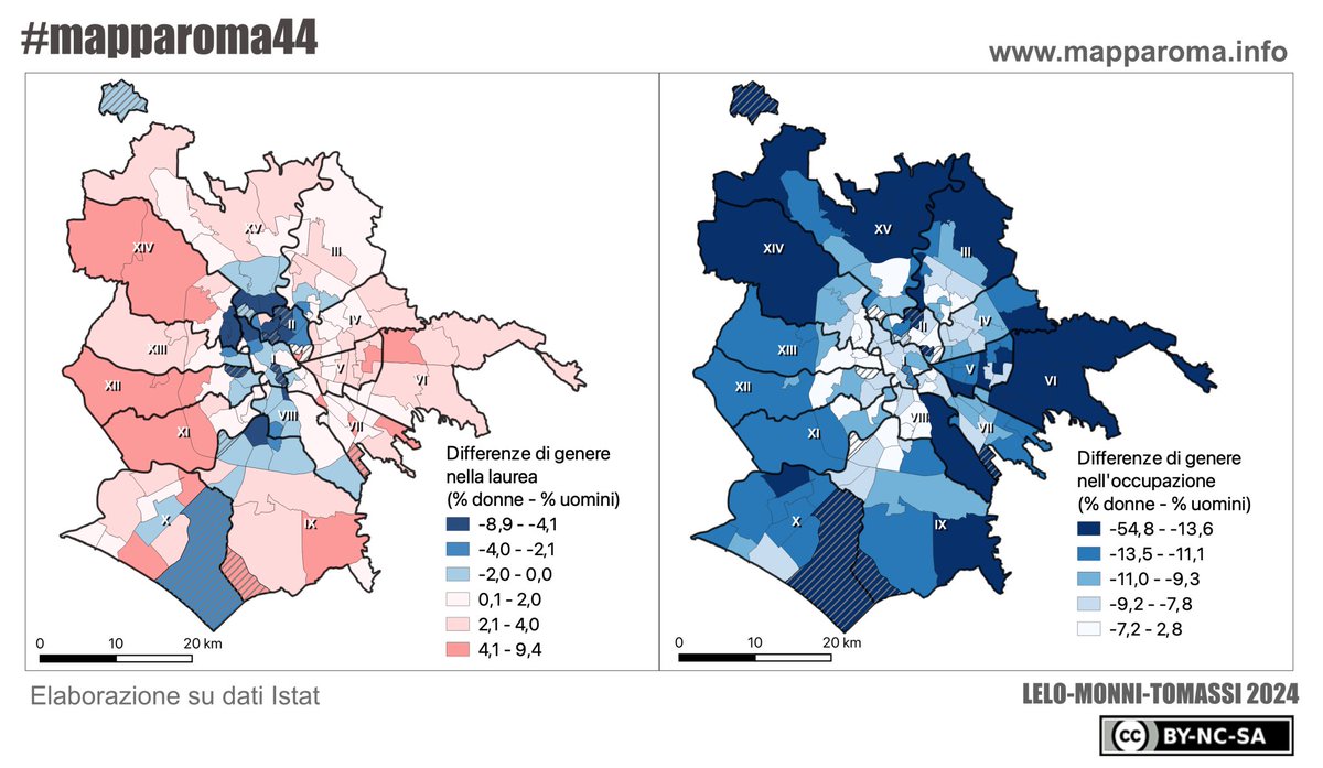 mapparoma's tweet photo. A otto anni dalla nostra prima #mapparoma torniamo sui temi delle prime mappe: #Istruzione, #occupazione e #differenzedigenere. Per la prima volta presentiamo i dati dei cinque censimenti dal 1981 al 2021 per le 155 zone urbanistiche di Roma. Buona lettura. #roma #mapparoma. https://t.co/NCZkwg0ufZ