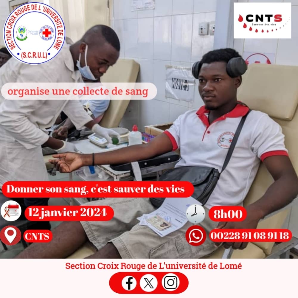 CroixRougeUL's tweet photo. ⛑️⛑️Tutti⛑️⛑️

En tant que secouriste volontaire, nous comprenons l'importance vitale du don de sang. 

#SCRUL
#Aveclecoeur
#SangDonnerViesSauver
#CroixRougeTogolaise https://t.co/MZFbpW96bR